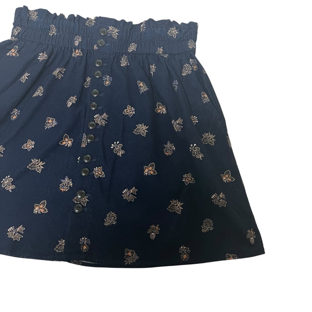 Madewell Women’s Navy Corduroy Floral Paperbag Mini Skirt Small Preppy Feminine. - Picture 3 of 16